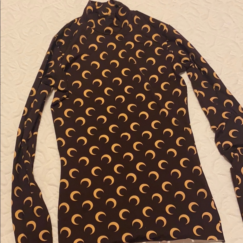 Marine Serre Black Long Sleeve Moon Print Top